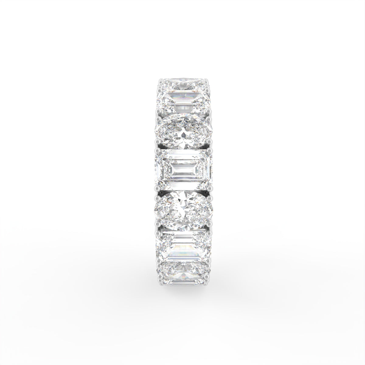 18K Full Eternity Emerald Cut Diamond Ring — SIDE