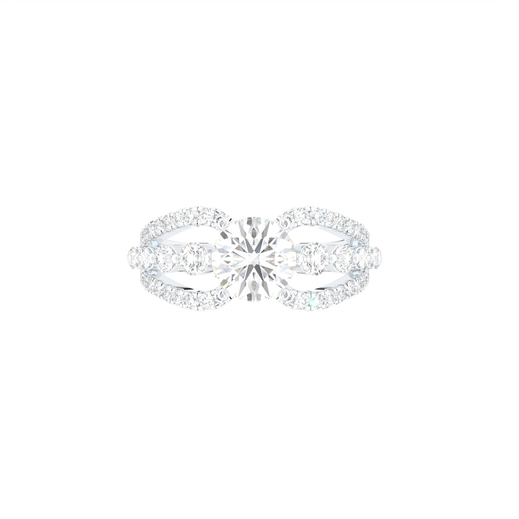 18K White Gold Bespoke Round Diamond Ring — TOP
