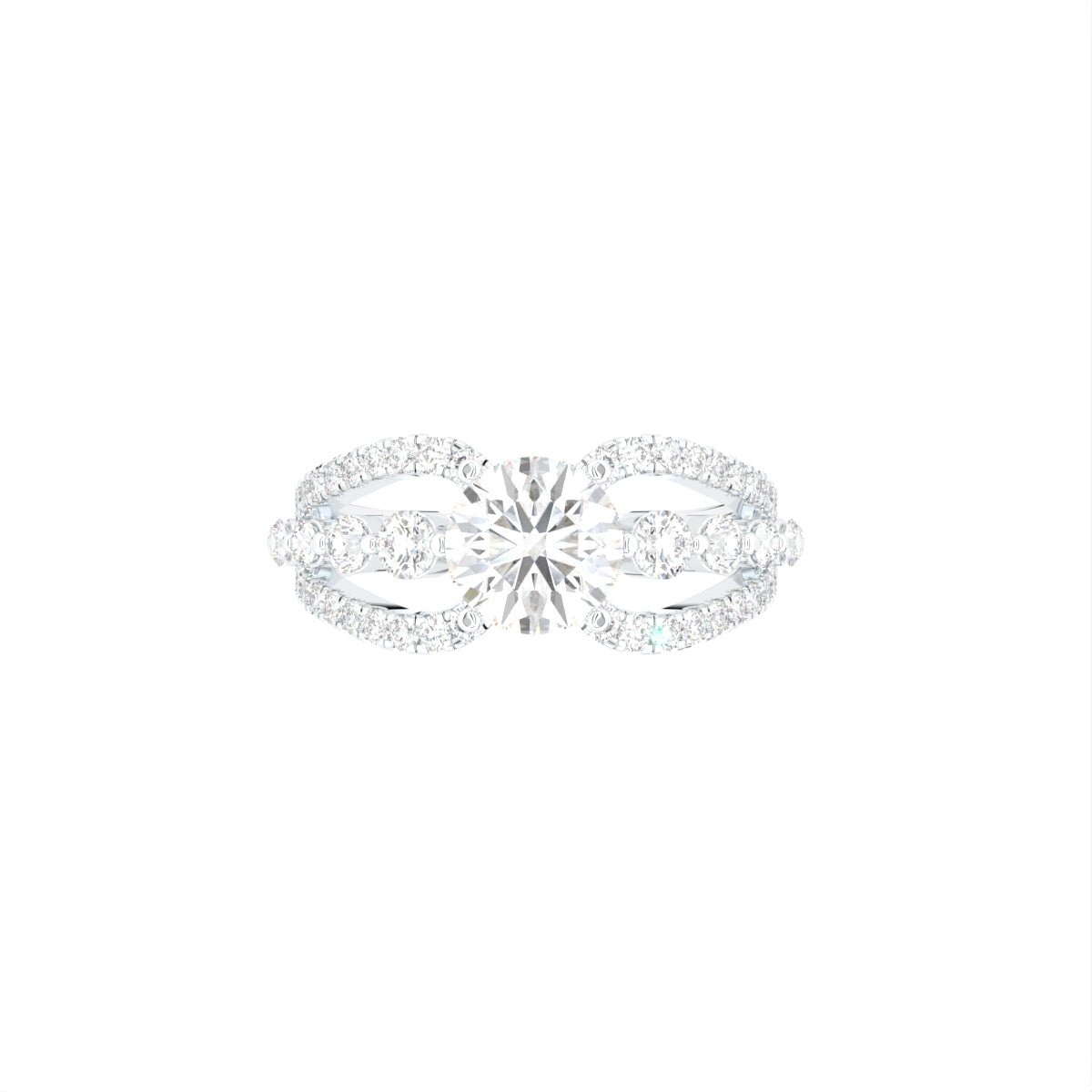 18K White Gold Bespoke Round Diamond Ring — TOP
