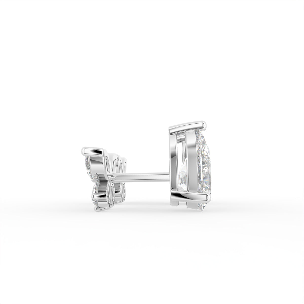 18K Pear Butterfly Diamond Earrings — SIDE VIEW