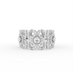 18K Floral Pave Diamond Ring — TOP