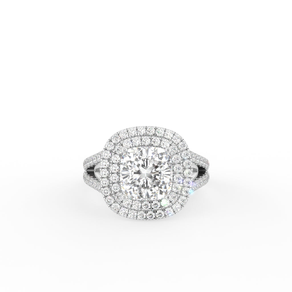 18K Halo Cushion Diamond Engagement Ring — TOP
