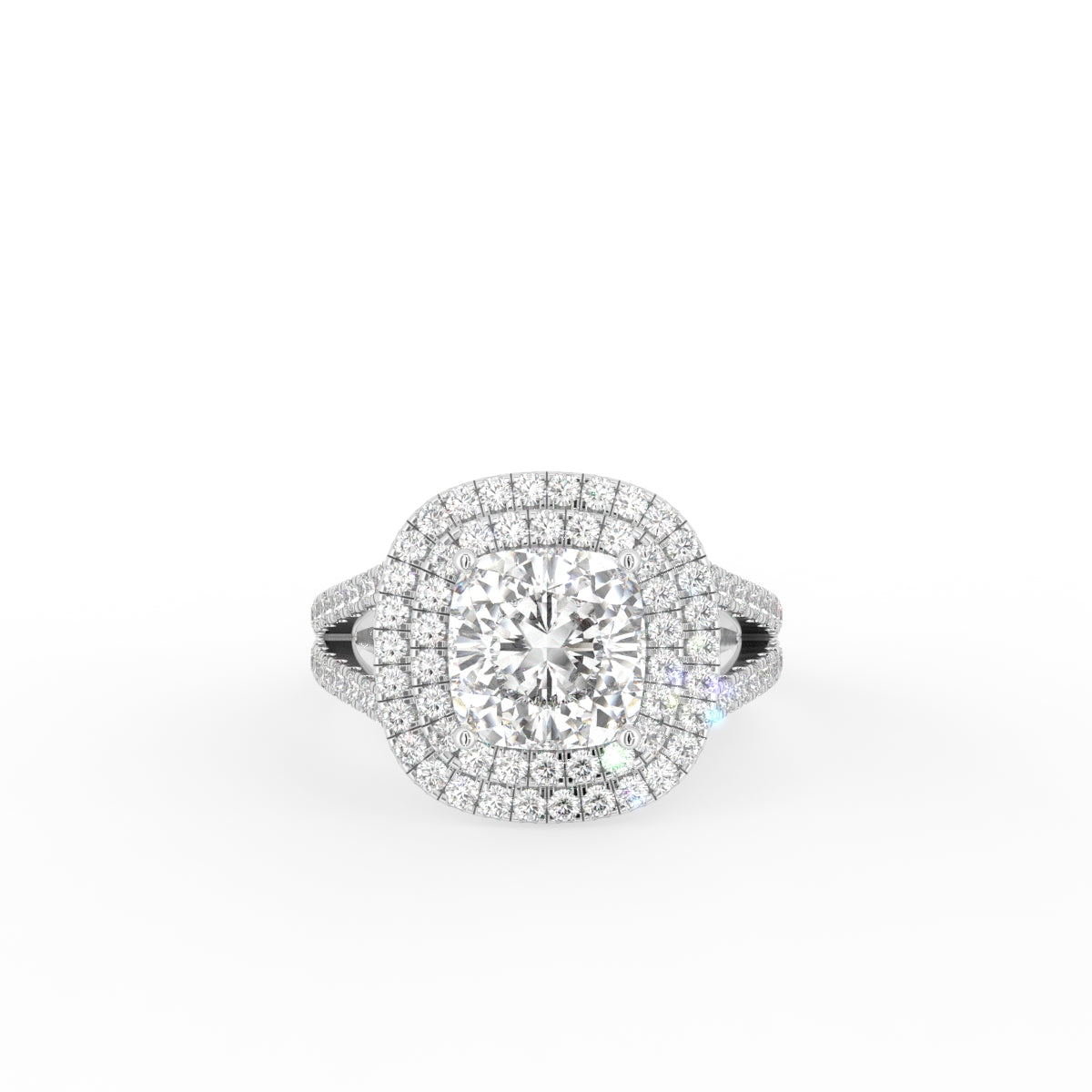 18K Halo Cushion Diamond Engagement Ring — TOP