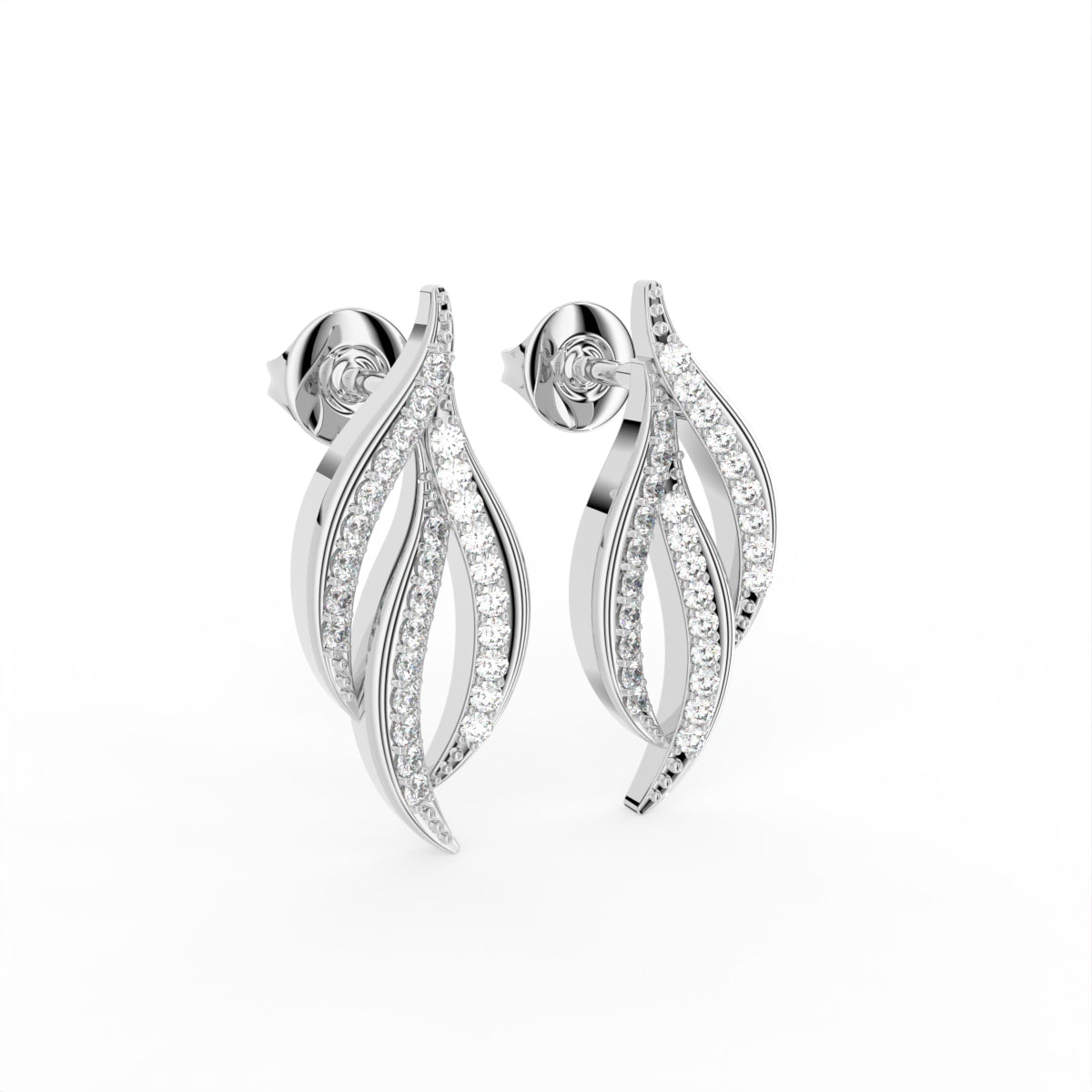18K Lab Grown Diamond Earrings — 3D VIEW