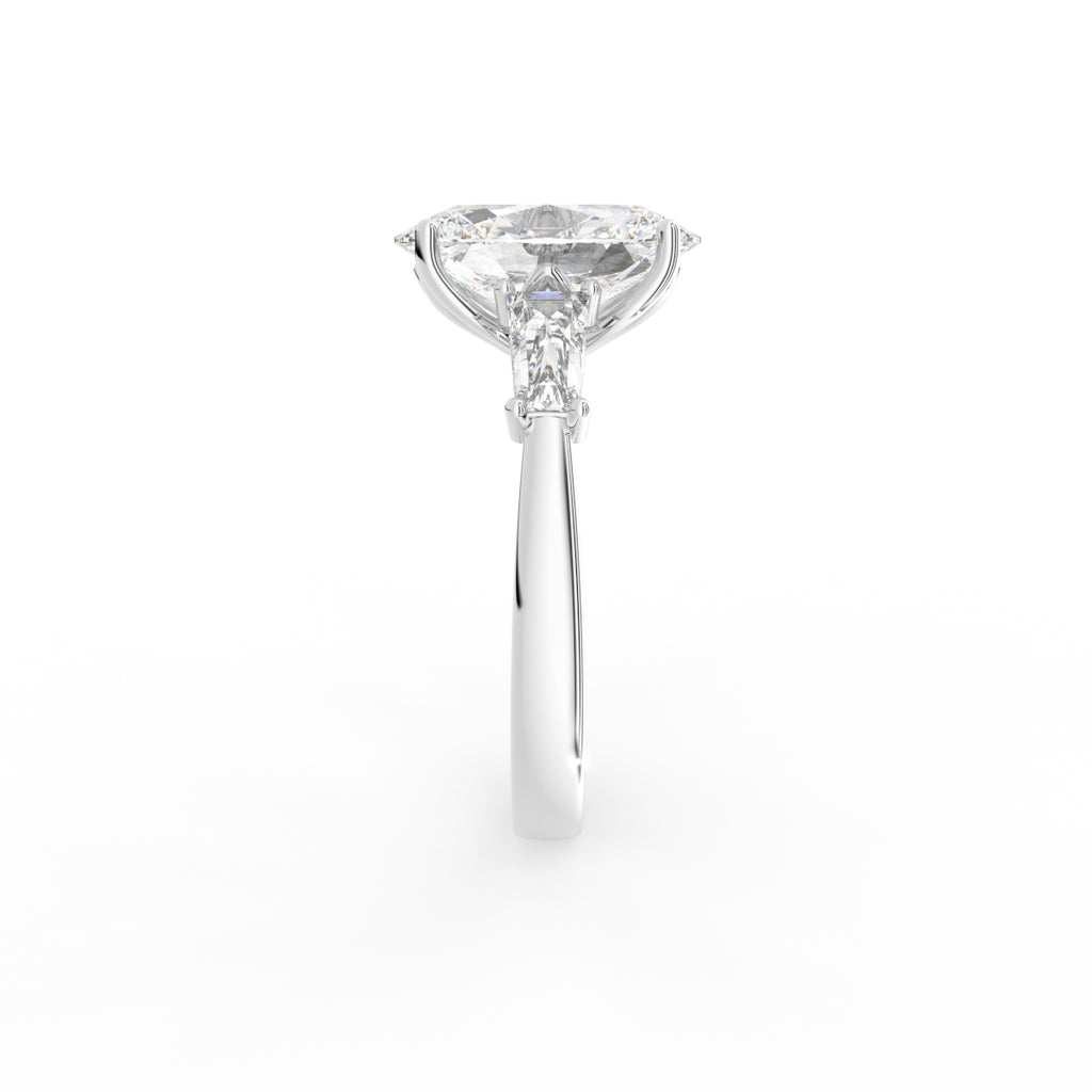 18K Trilogy Oval Diamond Ring — SIDE