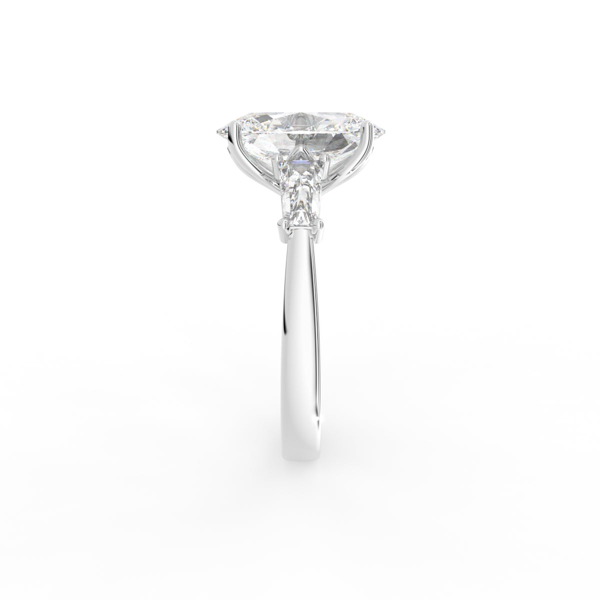18K Trilogy Oval Diamond Ring — SIDE