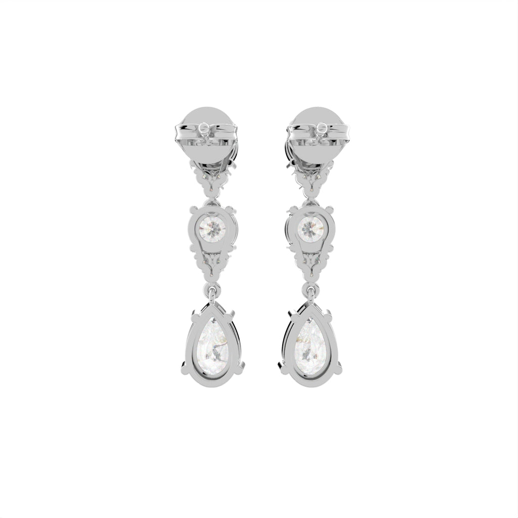 18K Drop Diamond Earrings — BACK