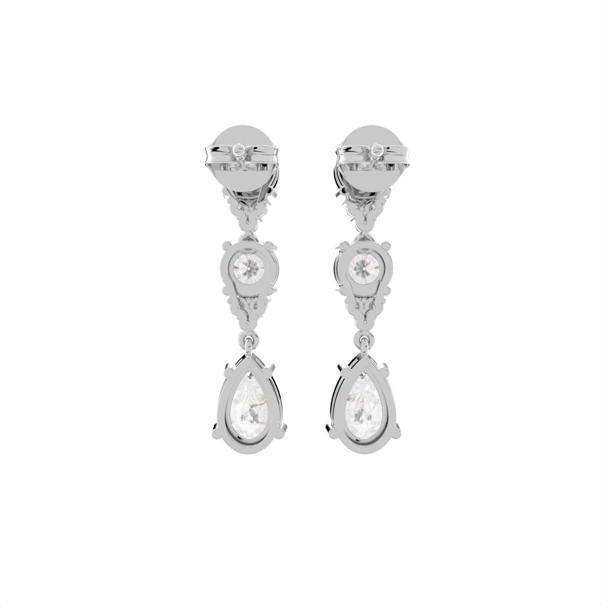 18K Drop Diamond Earrings — BACK