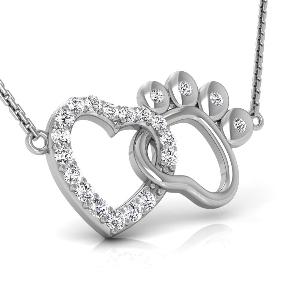 18K Bespoke Heart Paw Diamond Pendant — RIGHT