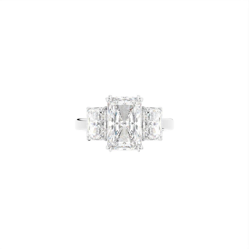 18K Trilogy Three-Stone Diamond Engagement Ring — TOP