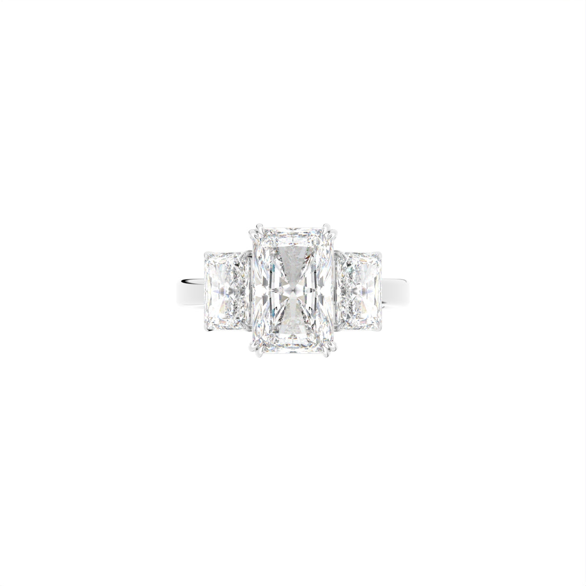 18K Trilogy Three-Stone Diamond Engagement Ring — TOP