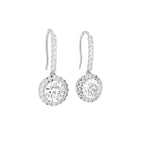 18K Round Diamond Drop Earrings — 3D VIEW
