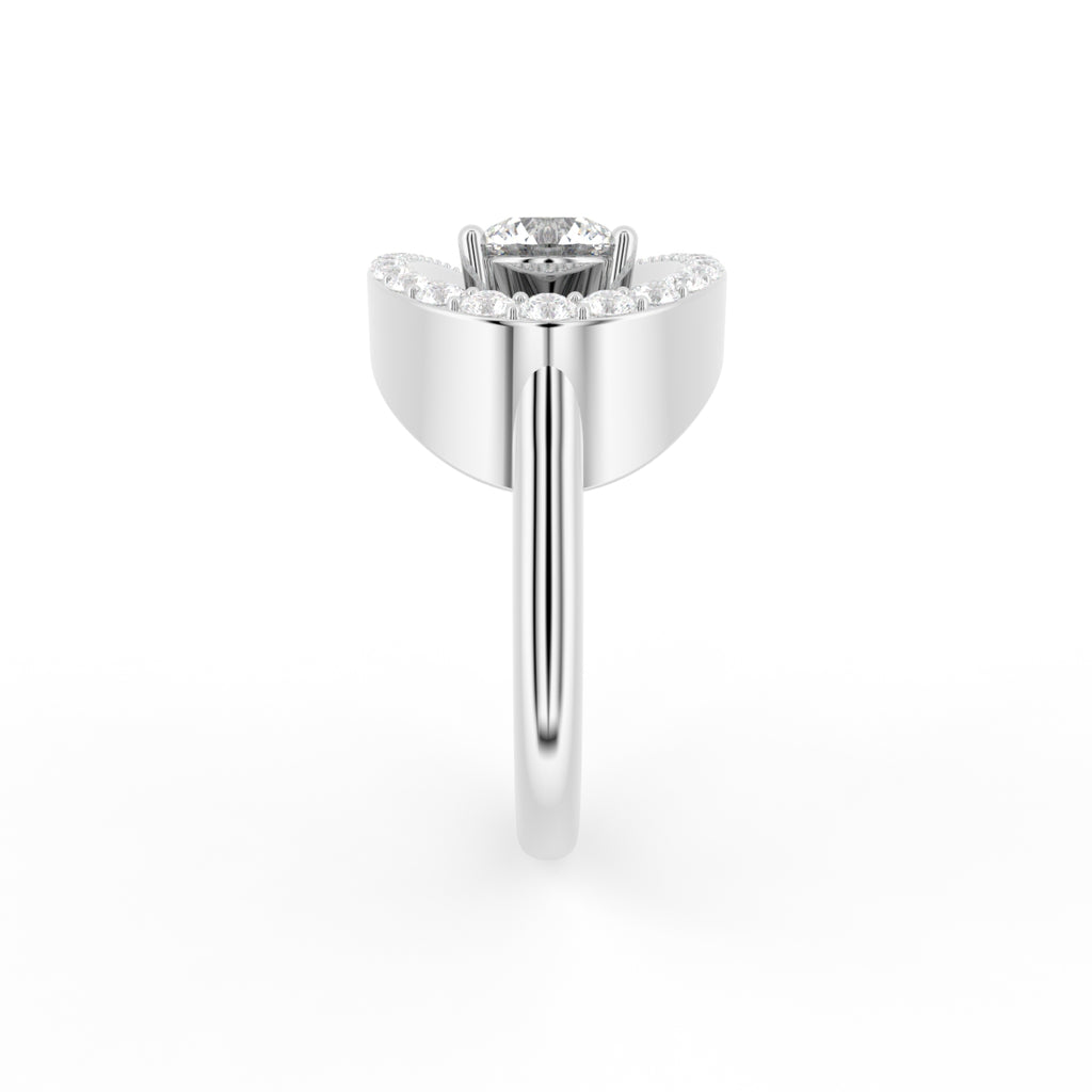 18K Bespoke Round Diamond Ring — SIDE