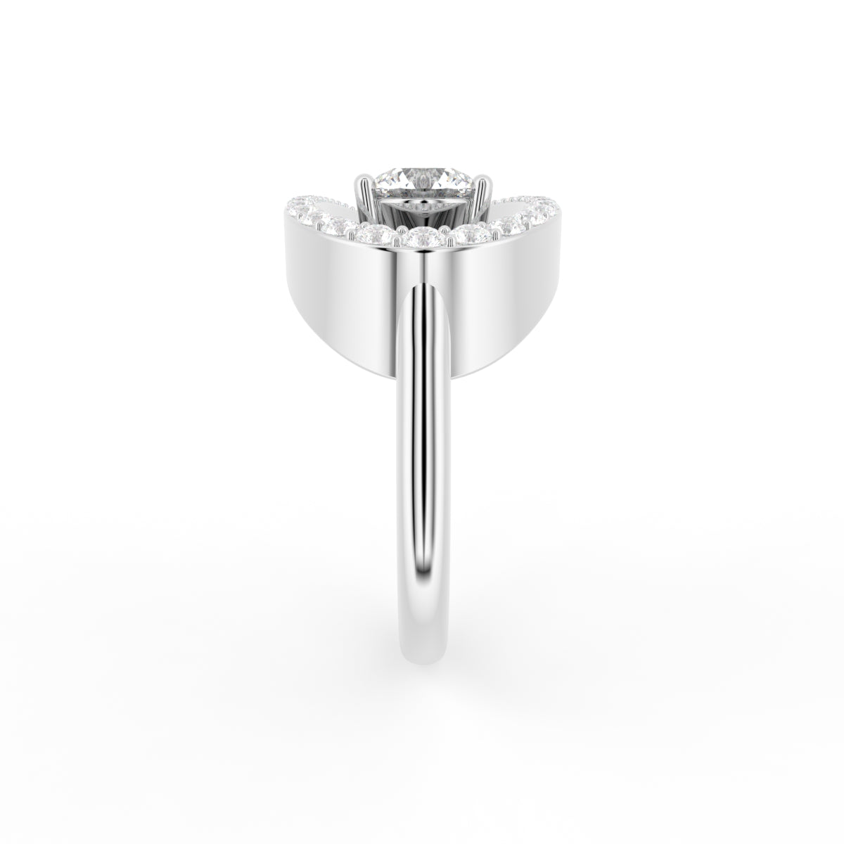 18K Bespoke Round Diamond Ring — SIDE