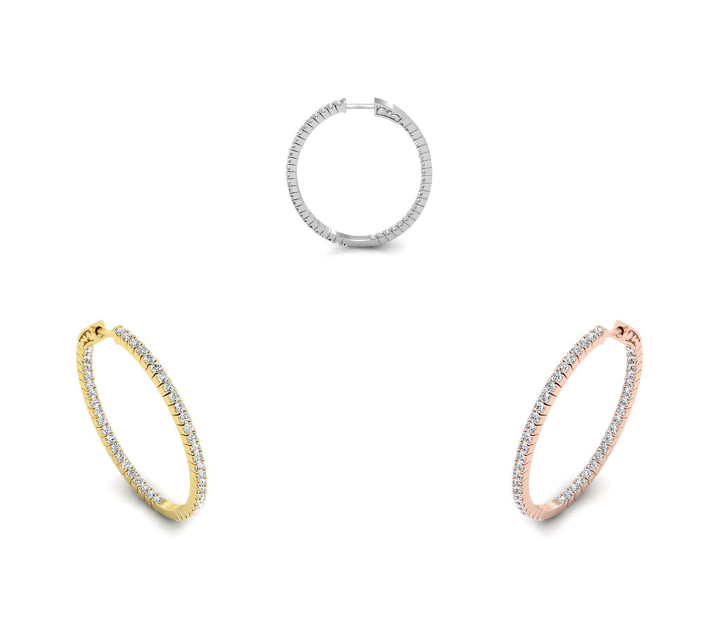 18K Diamond Hoop Earrings — 3 COLOR
