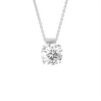 18K White Gold Solitaire Round Diamond Pendant — 3D VIEW