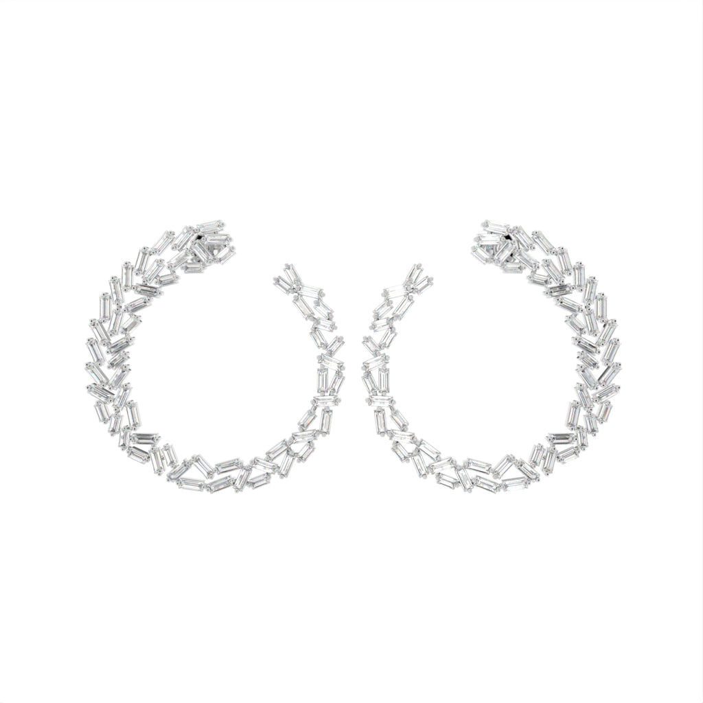 18K Baguette Diamond Moon Earrings — TOP