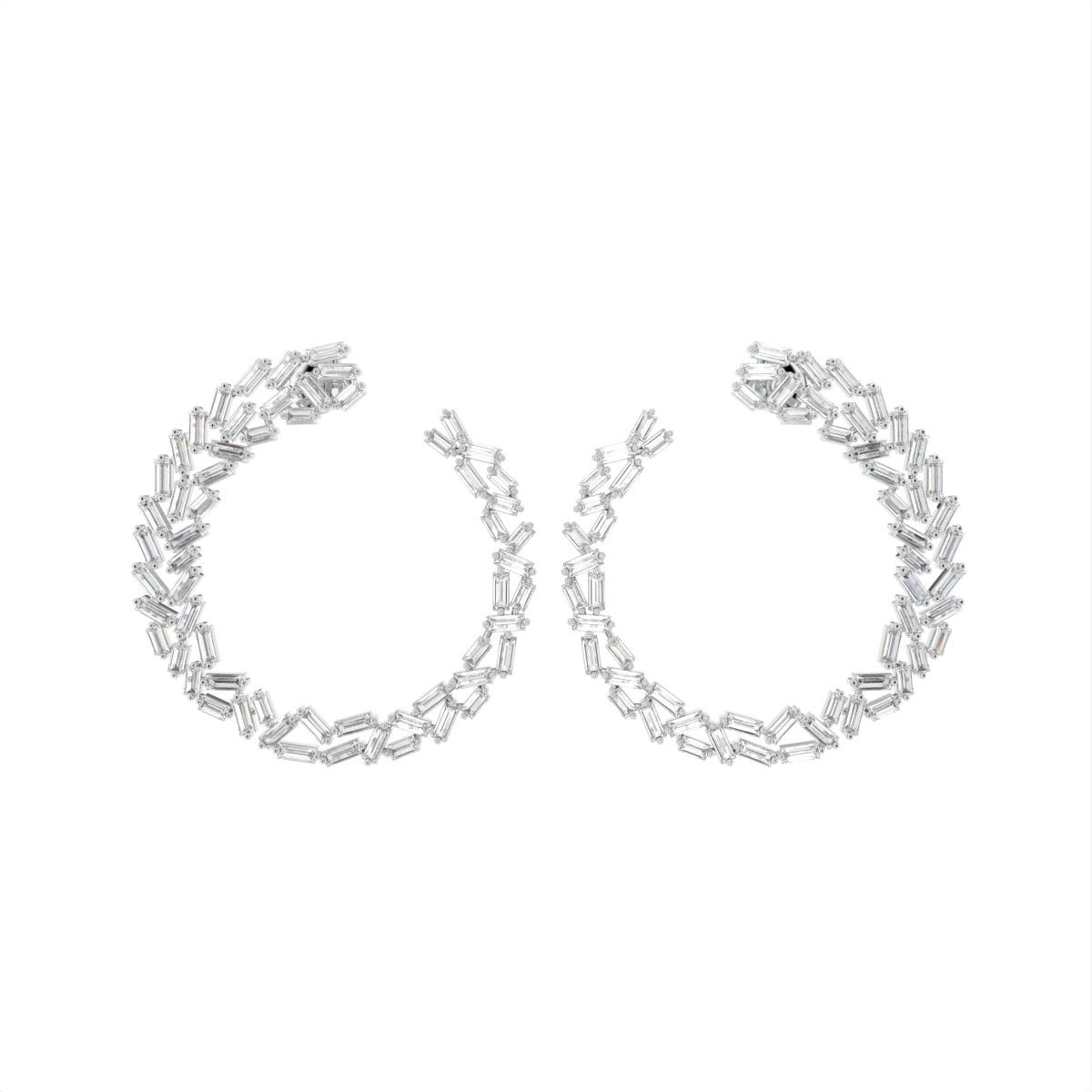 18K Baguette Diamond Moon Earrings — TOP