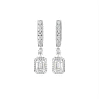 18K Halo Round Diamond Drop Earrings — TOP
