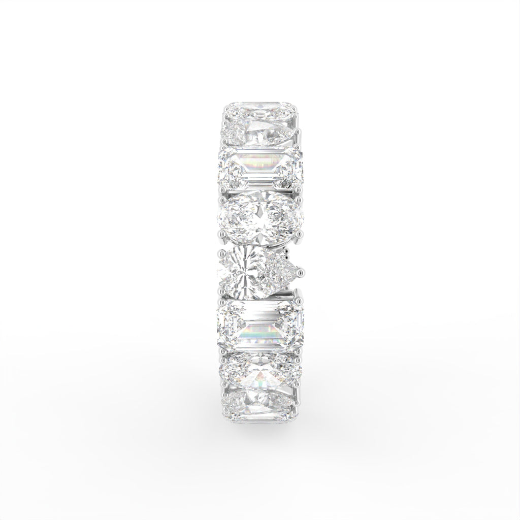 14K White Gold Emerald Diamond Full Eternity Ring — SIDE