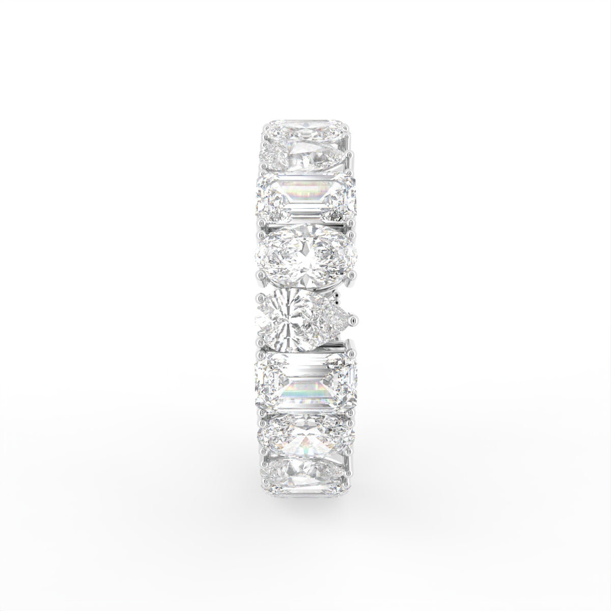 14K White Gold Emerald Diamond Full Eternity Ring — SIDE
