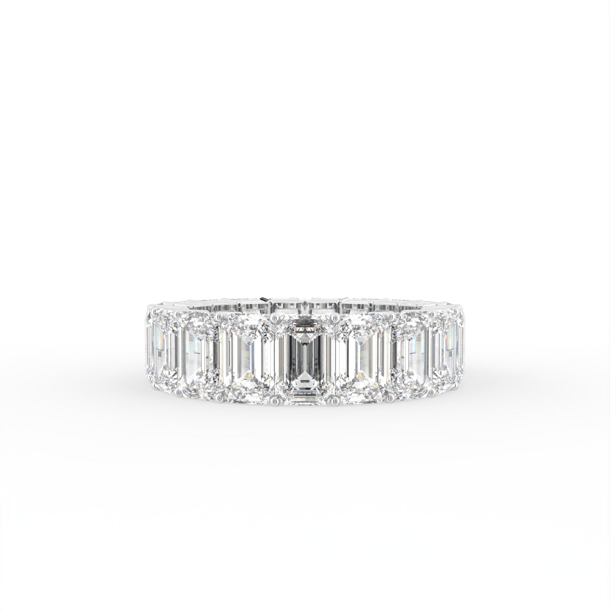 vimg:FJ3909|vimg:FJ4064|vimg:FJ4061|vimg:FJ4062|14K White Gold Eternity Emerald Diamond Ring — TOP
