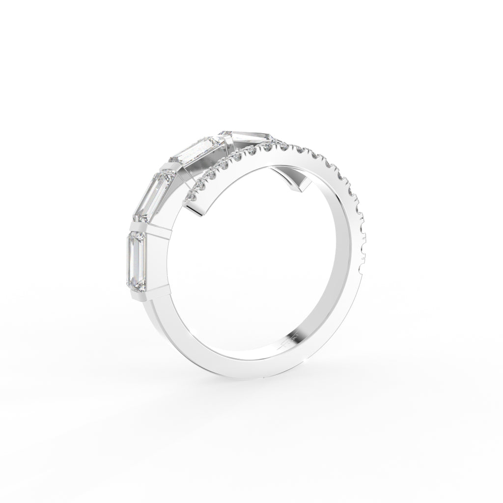 18K Bespoke Spiral Round Diamond Ring — 3D VIEW