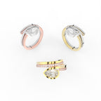 Sterling Silver Pear Diamond Ring — 3 COLOR