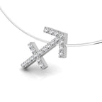 18K White Gold Zodiac Round Diamond Pendant — 3D VIEW