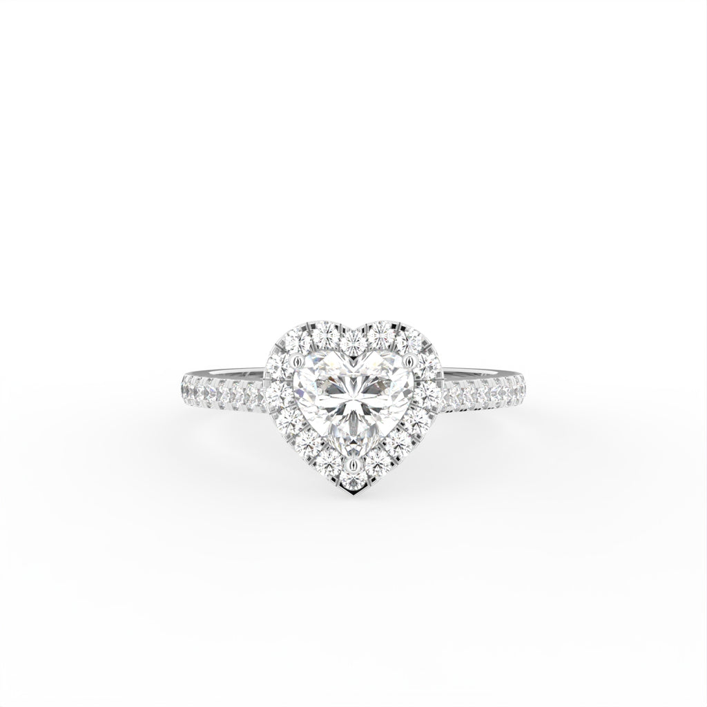 18K Halo Heart Diamond Ring — TOP