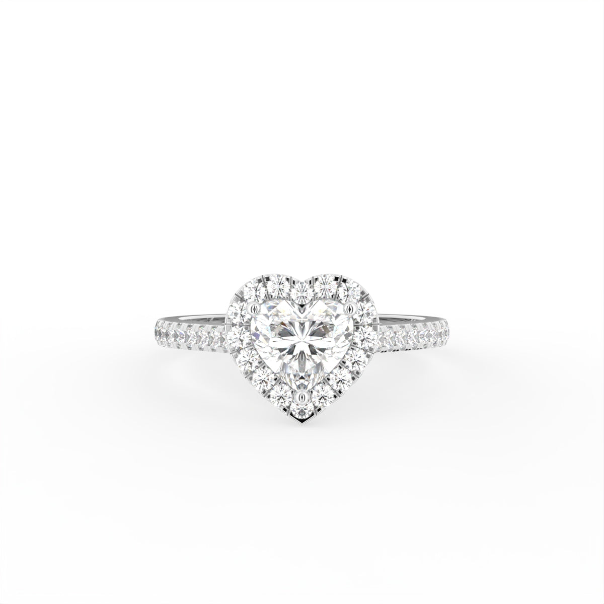 18K Halo Heart Diamond Ring — TOP