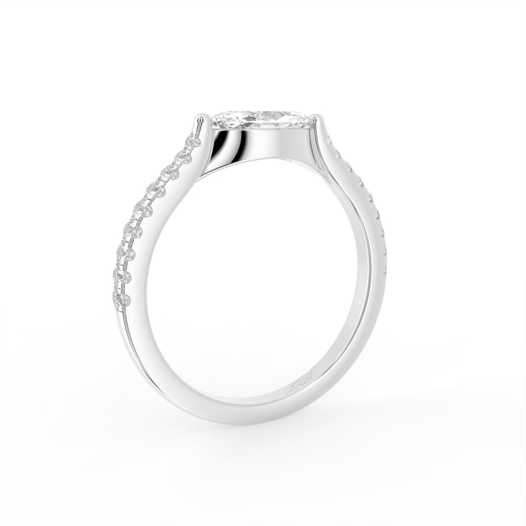 18K Yellow Gold Marquise Diamond Promise Ring — 3D VIEW