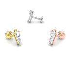 18K Fancy Bezel Diamond Stud Earrings — 3 COLOR