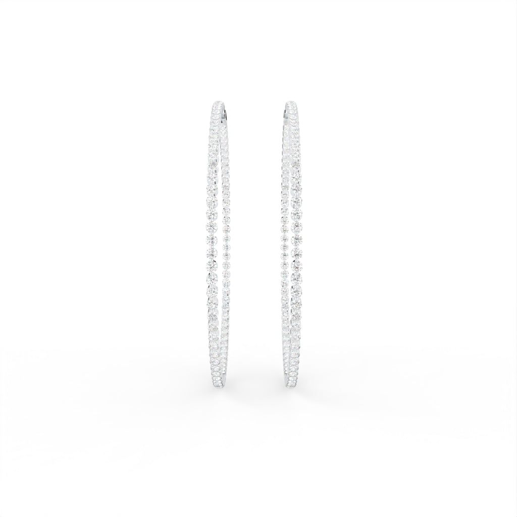18K Round Diamond Hoop Earrings — TOP