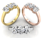18K White Gold Trilogy Oval Diamond Ring — 3 COLOR