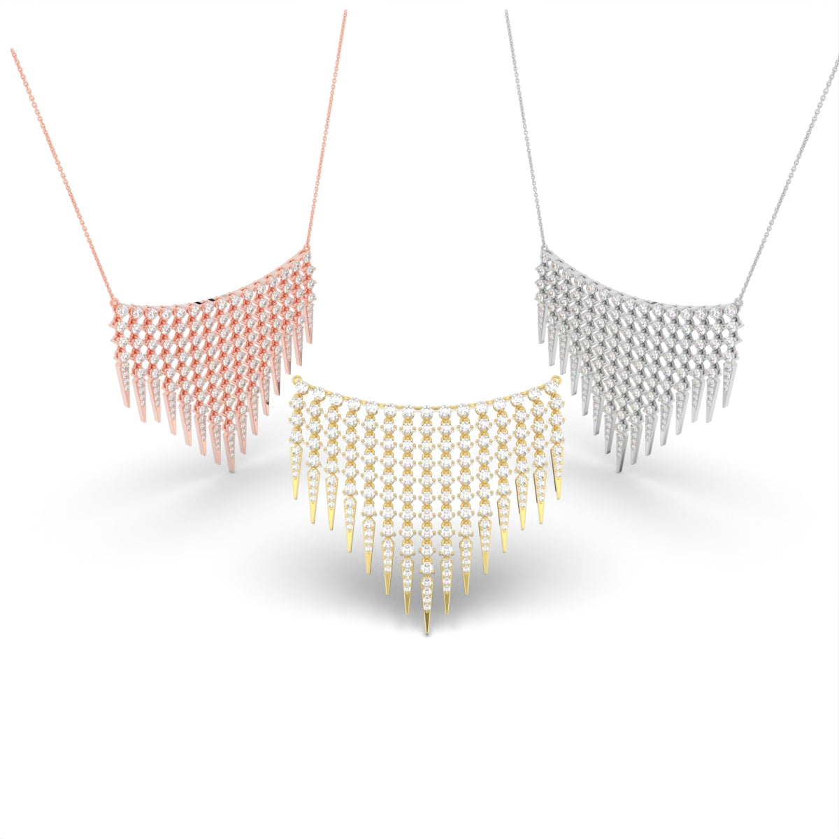 18K Bespoke V-Shape Round Diamond Pendant — 3 COLOR