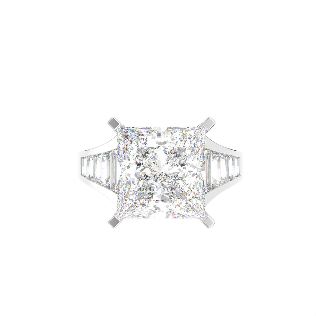 18K White Gold Cushion Diamond Ring — TOP