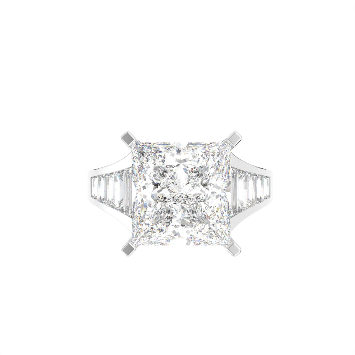 18K White Gold Cushion Diamond Ring — TOP