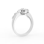 18K Halo Pear Diamond Engagement Ring — 3D VIEW