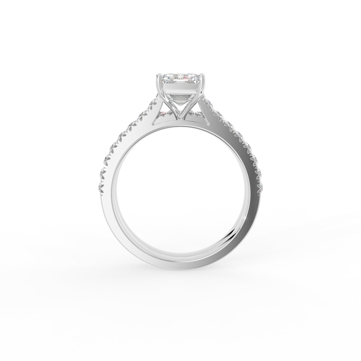 18K Solitaire Emerald Cut Diamond Engagement Ring — FRONT