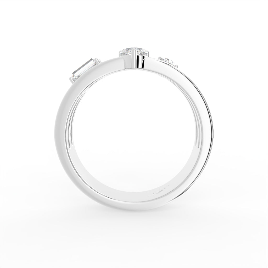 18K Triple Band Diamond Ring — FRONT