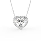 18K Halo Heart Diamond Pendant — FRONT