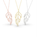 14K White Gold Floral Round Diamond Pendant — 3 COLOR