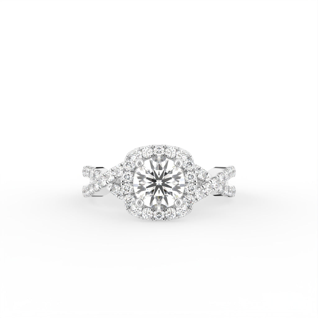 18K Halo Round Diamond Engagement Ring — TOP