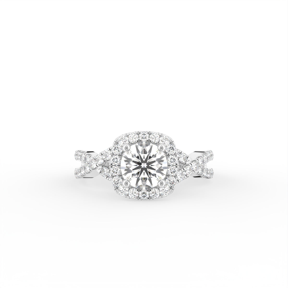 18K Halo Round Diamond Engagement Ring — TOP