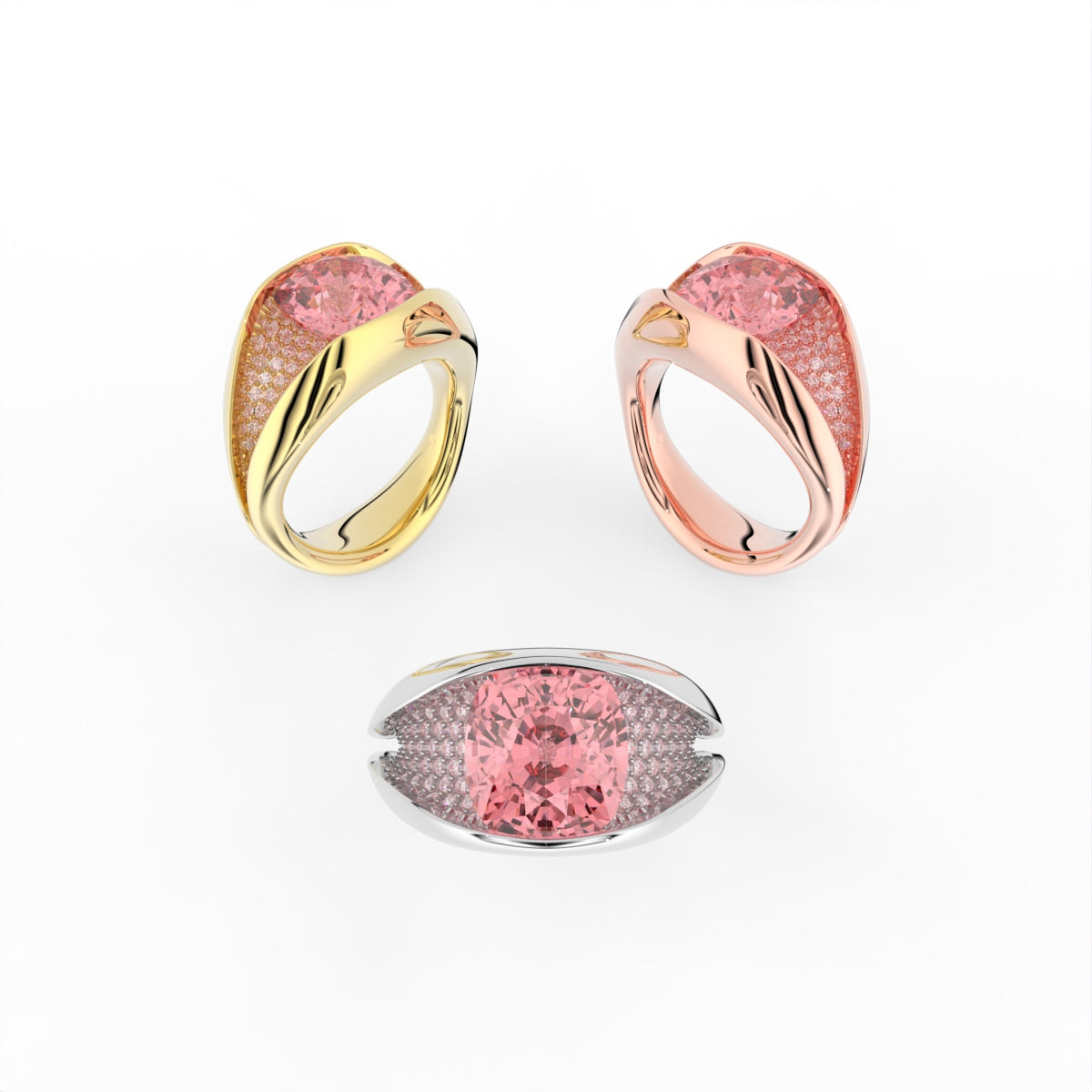 Sterling Silver Cushion Diamond Ring — 3 COLOR