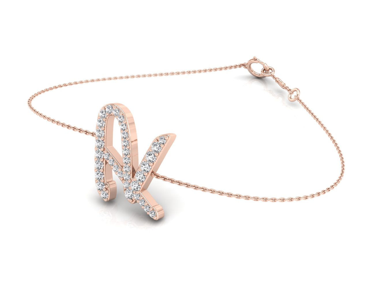 18K Alphabet Diamond Bracelet — 3D VIEW