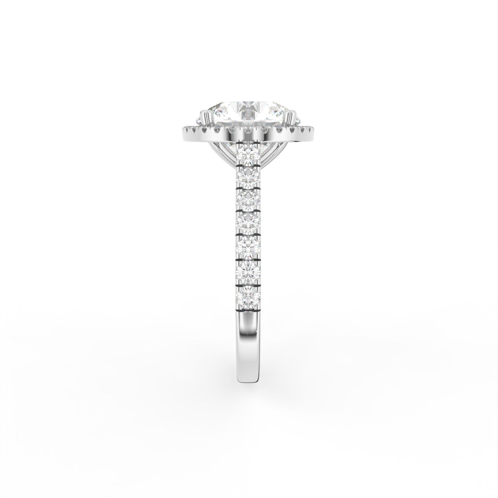 18K Halo Diamond Ring — SIDE