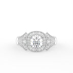 18K Bespoke Halo Round Diamond Ring — TOP