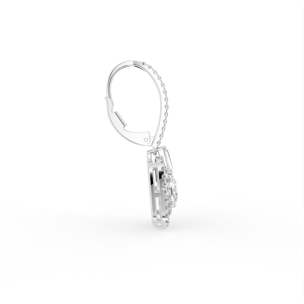 18K Drop Princess Diamond Earrings — SIDE VIEW
